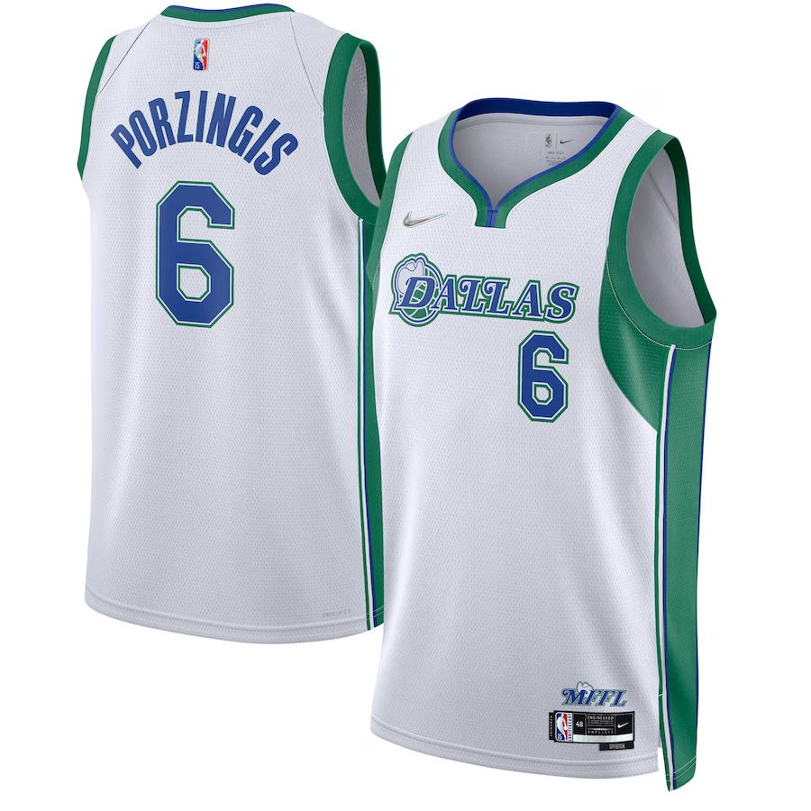 Men Dallas Mavericks #6 Kristaps Porzingis Nike White City Edition Swingman NBA Jersey->dallas mavericks->NBA Jersey